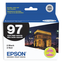 Epson® 97 DuraBrite® Black Ultra-High-Yield Ink Cartridges, Pack Of 2, T097120-D2