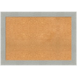 Amanti Art Rectangular Non-Magnetic Cork Bulletin Board, Natural, 41" x 29", Glam Linen Gray Plastic Frame