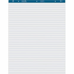 Business Source Standard Ruled Easel Pad - 50 Sheets - 15 lb Basis Weight - 27" x 34" Sheet Size - White Paper - Perforated - 4 / Carton