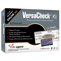 VersaCheck X1 Platinum 2026 + VersaCheck ONLINE Platinum Bundle, 1 User, 1-Year Subscription, PC, Download