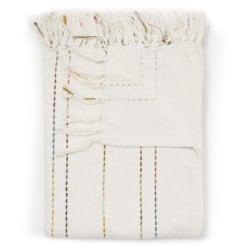 Dormify Phoebe Embroidered Stripe Throw Blanket, Ivory/Multicolor