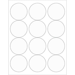 Tape Logic® Round Labels For Laser Printers, LL232CL, 2 1/2", Clear, 12 Labels Per Sheet, Case Of 100 Sheets