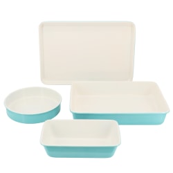 Martha Stewart Everyday Color Bake 4-Piece Carbon Steel Nonstick Bakeware Set, Teal