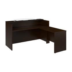 Bush Business Furniture Arrive 72"W L Shaped Reception Desk with Counter, Mocha Cherry, Standard Delivery