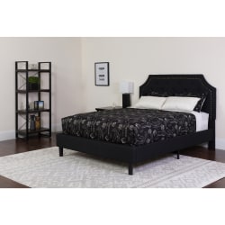 Flash Furniture Brighton Arched Tufted Upholstered Platform Bed And Memory Foam Pocket Spring Mattress, Queen, Black