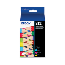 Epson 812 DuraBrite Ultra Black And Cyan, Magenta, Yellow Ink Cartridges, Pack Of 4, T812120-BCS