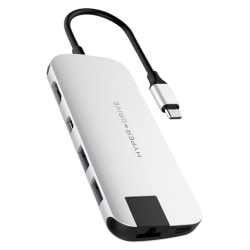 Targus® Sanho Hyperdrive SLIM 8-in-1 USB-C Hub, 3/8"H x 1-15/16"W x 10-5/16"D, Silver, HD247B-SILVER