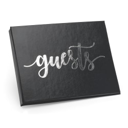 Taylor Party And Event Guest Book, Simple Script, 5-3/4" x 7-3/8", Black/Silver