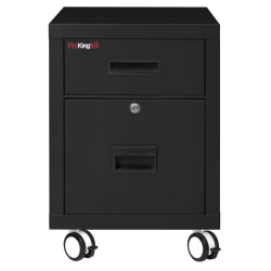 FireKing 30-Minute Fire-Rated 18"W Vertical 2-Drawer Mobile Locking Fireproof File Cabinet, Metal, Black, Dock-to-Dock Delivery
