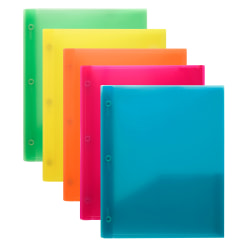 Office Depot® Brand Translucent 2-Pocket Folder With Fasteners, Letter Size, Assorted Colors