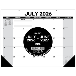 Willow Creek Press Academic Monthly Desk Pad Calendar, 17" x 22", Basic, July 2026 - June 2027, Total Qty 1