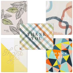 Custom Thank You Card Assortment With Blank Envelopes, Unique Designs, 5-1/2" x 4-1/4", Box Of 20