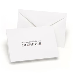 Custom Wedding/Bridal Shower Thank You Greeting Cards, Mr. & Mrs., 4-7/8" x 3-1/2", Box Of 50