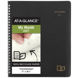 AT-A-GLANCE® 2027 Recycled Monthly Planner, Black, Medium, 7" x 8 3/4"