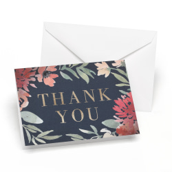 Custom Thank You Cards With Envelopes, 4-7/8" x 3-1/2", Moody Floral, Box Of 24 Cards