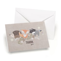 Custom All Occasion Baby Shower/Gift Thank You Greeting Cards With Blank Envelopes, Woodland Animals, 4-7/8" x 3-1/2", Box Of 25