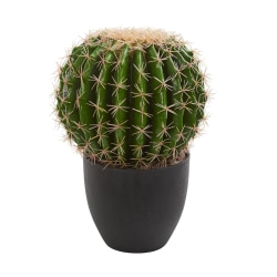 Nearly Natural 14" Artificial Cactus Plant With Planter, Green/Black