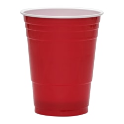 Highmark® Plastic Cups, 18 oz, Red, Pack Of 50