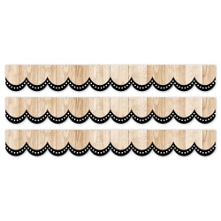 Creative Teaching Press EZ Borders, Dotted Scallops On Wood, 24 Borders Per Pack, Set Of 3 Packs