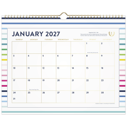 Simplified by Emily Ley for AT-A-GLANCE® 2027 Monthly Wall Calendar, Happy Stripe, Medium, 15" x 12"