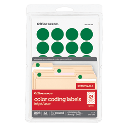 Office Depot® Brand Removable Round Color-Coding Labels, 3585401836, 3/4" Diameter, Green, Pack Of 1,008