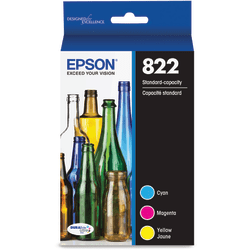 Epson® 822 DuraBrite® Ultra Cyan, Magenta, Yellow Ink Cartridges, Pack Of 3, T822520-S