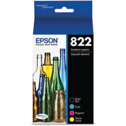 Epson® 822 DuraBrite® Ultra Black And Cyan, Magenta, Yellow Ink Cartridges, Pack Of 4, T822120-BCS