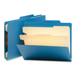 Smead® Top-Tab Color Classification Folders, Letter Size, 2" Expansion, 2 Dividers, Blue, Box Of 10