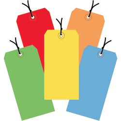 Partners Brand Shipping Tags, Pre-Strung, 100% Recycled, 6 1/4" x 3 1/8", Assorted Colors, Case Of 1,000