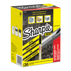 Sharpie® Industrial Permanent Markers, Fine Tip, Black, Pack Of 36