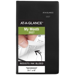 AT-A-GLANCE® DayMinder® 2027 Monthly Planner, Black, Pocket, 3 1/2" x 6"
