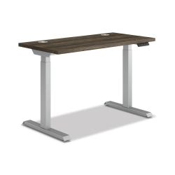 HON Coordinate Electric Adjustable Height Standing Desk, 58"W x 28"D, Florence Walnut/Silver