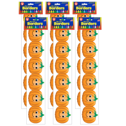 Hygloss Classroom Borders, Happy Pumpkins, 12 Borders Per Pack, Set Of 6 Packs