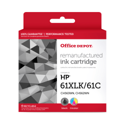 Office Depot® Brand Remanufactured High-Yield Black And Tri-Color Ink Cartridge Replacement For HP 61XL, 61, Pack Of 2, OD61XLK61C