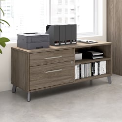 WorkPro® Motiva 60"W Low Storage Cabinet With Drawers And Shelves, Modern Hickory, Standard Delivery