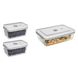 Zwilling Fresh & Save Glass Vacuum Food Storage Containers, Clear/White, Pack Of 3 Containers