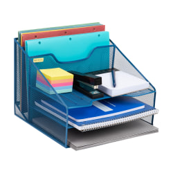 Mind Reader 5-Compartment Desk Organizer, 9-1/8"H x 12-1/2"W x 11"D, Turquoise