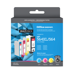 Office Depot® Remanufactured Black; Cyan, Magenta, Yellow High-Yield Ink Cartridge Replacement For HP 564XL, 564, Pack Of 4