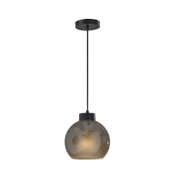 Adesso Atticus Chandelier Pendant Lamp, 9"W, Smoked Glosted Glass Shade/Black Base