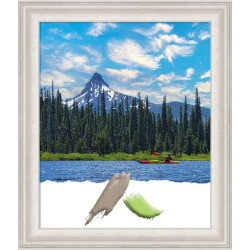 Amanti Art Picture Frame, 24" x 28", Matted For 20" x 24", Trio White Wash Silver