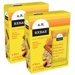 AM RXBAR Adult Bars, Honey Cinnamon Peanut Butter, 1.9 Oz, 5 Bars Per Pack, Case Of 2 Packs