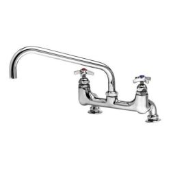 T&S Brass Deck-Mount Big-Flo Faucet, 12" Spout, 8" Centers, Stainless