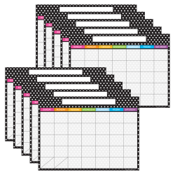 Ashley Productions Smart Poly PosterMat Pals Space Savers, 13" x 9-1/2", Black/White Dots Calendar, Pack Of 10 Pieces