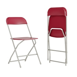 Flash Furniture Hercules Plastic Folding Chairs With 650-lb Capacity, Red/Gray, Set Of 2 Chairs