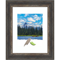 Amanti Art Rectangular Narrow Picture Frame, 14" x 17", Matted For 8" x 10", Bark Rustic Char