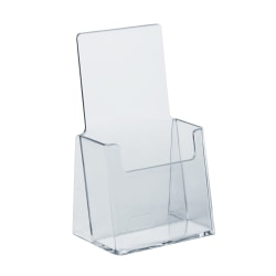 Azar Displays 1-Pocket Plastic Trifold Brochure Holders, 7-1/4"H x 4"W x 2-7/8"D, Clear, Pack Of 25 Holders