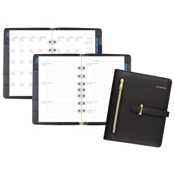 AT-A-GLANCE® Weekly/Monthly Faux Leather Fashion Starter Set Planner, 5 1/2" x 8 1/2", Black