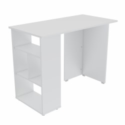 Inval 40"W Writing Desk With Open Storage Shelves, White