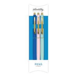 Blue Sky™ Noteworthy Gel Pens, Medium Point, 1.0 mm, Assorted Barrel Colors, Black Ink, Pack Of 3 Pens