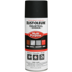 Rust-Oleum Industrial Choice 1600 System Multi-Purpose Enamel Spray Paint, 12 Oz, Semi-Flat Black, Case Of 6 Cans